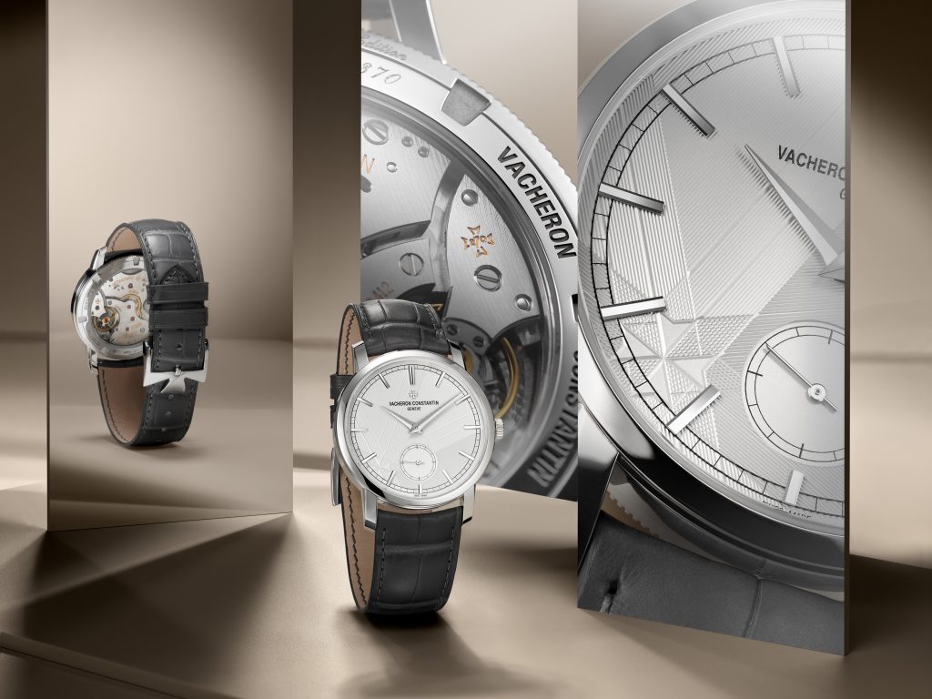 Vacheron Constantin Traditionnelle Manual-Winding Ref. 82172/000P-H062 2025 270th Anniversary Edition in 38mm platinum case with silver-toned dial featuring Maltese cross-inspired motif, Calibre 4400 AS/270, and grey alligator strap.