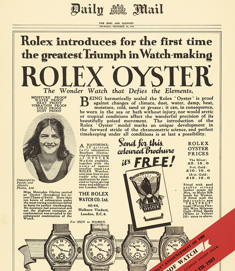 A Rolex Oyster advertisment